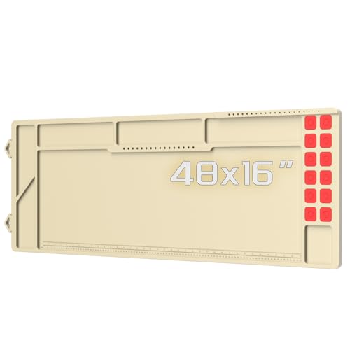 Large Gun Cleaning Mat for Rifle Shotgun Pistol, Magnetic Cleaning Pad for All Guns with Organizer Parts Tray and Built-in Ruler, Anti-Slip Thick Workbench Mat for Gun Maintenance