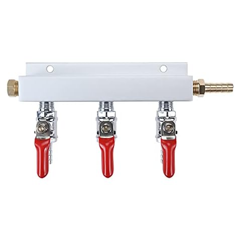 LuckyHigh 3 Way Beer CO2 Gas Manifold Air Distributor with 5/16'' Barb Fitting Built-in Check Valves for Homebrew Beer Making Cover