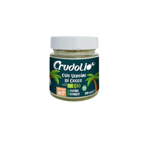 CRUDOLIO - Aceite de coco virgen orgánico, 200 ml. | Prensado en frío | Crudo, puro y 100% natural | Keto | Vegano | MCT