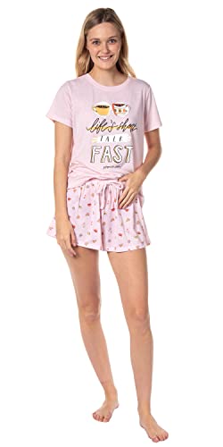 INTIMO Gilmore Girls Womens' Coffee Life's Short Talk Fast Sleep Pajama Set Shorts2