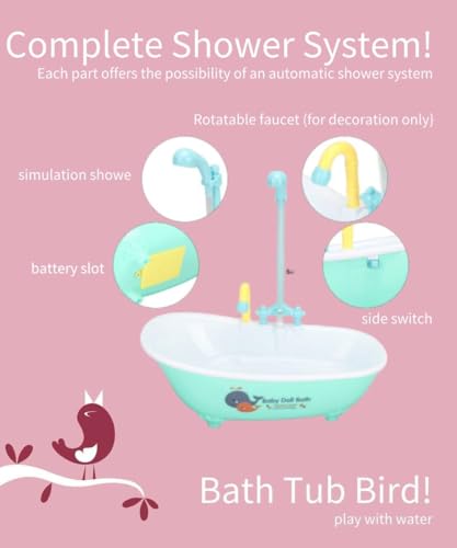 Image of Parrot Multifunctional Cute Electric Automatic Bathtub with Faucet, Bird Shower Bath Accessories, Swimming Pool Toy