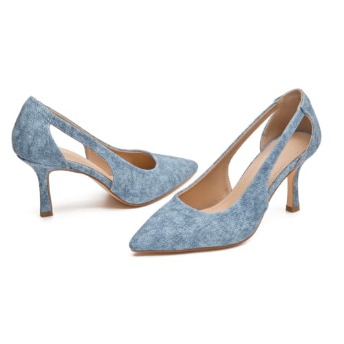 Image of Women's Pumps Pointed Toe Pump Shoes Kitten Heel Comfort Cut Out Dress Shoes for Office Wedding Party Dressy Casual, US Size 5-11