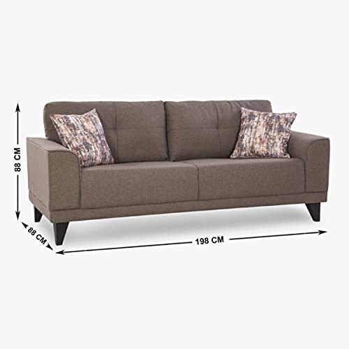 Image of Home Centre | Rother | Fabric|Solid Wood | 3 Seater Sofas | Brown | 1 Year Warranty