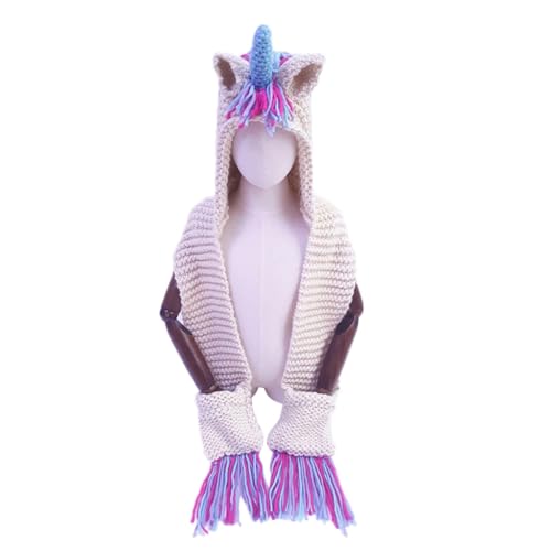 Gorro de unicornio elástico y cálido hecho a mano en fibra acrílica