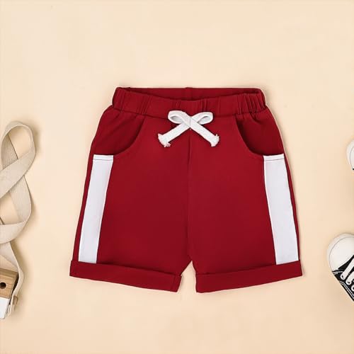 Image of FOCUTEBB Toddler Boy Clothes Summer Patchwork T-Shirt Shorts 2Pc Set 12M-5T