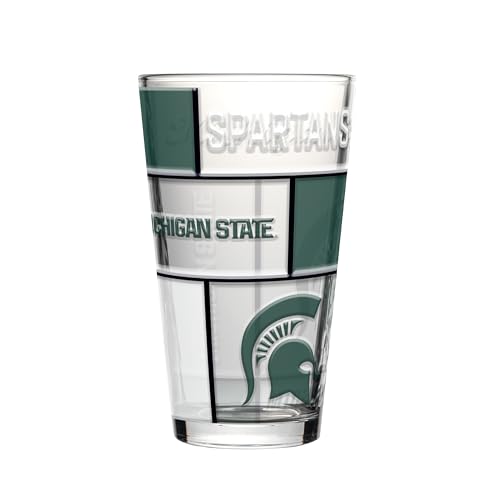 Image of Logo Brands NCAA oz Stained Glass Pint Glass - 3D Embossed Logo & Bold Team Colors - Durable Sports Fan Beer Glass for Home, Bar & Tailgates