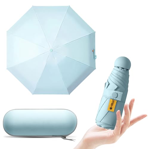 RENDIN Sombrilla Portatil para Sol y Lluvia - Paraguas de Bolsillo para Viaje, 8 Varillas Mini Sombrilla Paraguas UV...