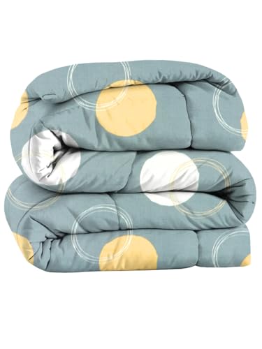 Image of HOMEKART 220 GSM Premium Reversible Microfiber AC Comforter for Single Bed | Soft, Lightweight & Breathable All-Season 3-Layer Quilted Blanket (150 cm x 225 cm, Polkadot, Grey and White)