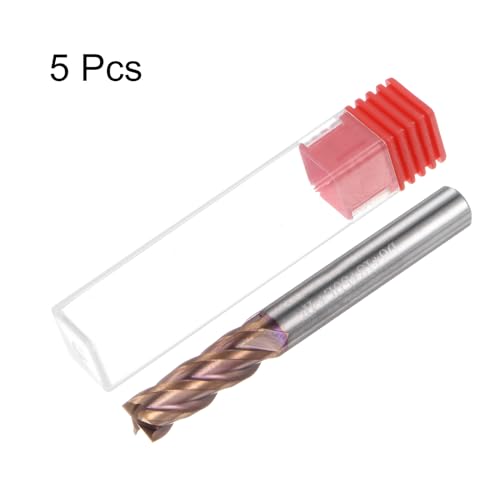 Image of HARFINGTON 5pcs Carbide Square End Mills 6mm (15 /64 inch) Dia 6mm (15 /64 inch) Shank 50mm (2 inch) Long HRC55 TiSiN Coated Micro-Grain Tungsten Carbide 4 Flutes Milling Bit Cutter