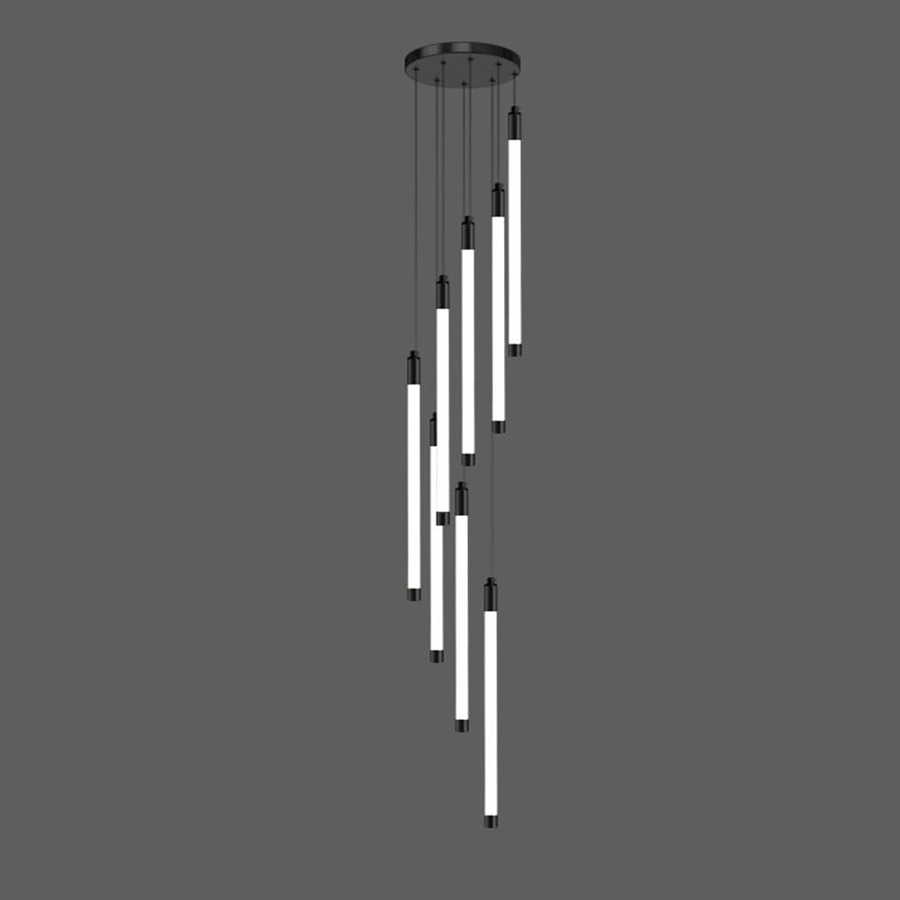 SWEMOPP Large Gold Entryway Chandelier For Foyer Staircase High Ceilings Long Tube Linear Hanging Pendant Light Black Farmhouse Modern LED Linear Chandelier For Living Room Dining Table Hall