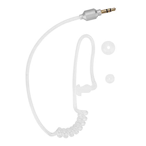 Single Earbud, Ear-Hook Earphone, Wired Earpiece, Spiral air Transparent Tube, in Ear, Ultra Lightweight, Monaural, Comfortable, Without Microphone, 3.5mm, for MP3 Phone Bluetooth