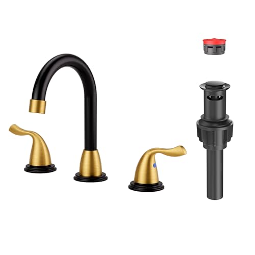 ARCORA 8-Inch Widespread Black & Gold 2-Handle Faucet