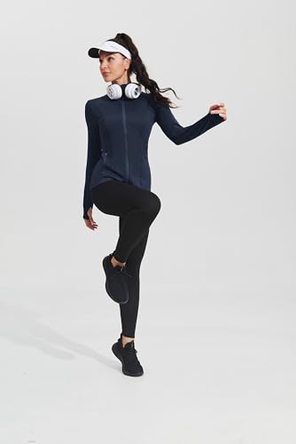 Image of PINSPARK Women's Athletic Jackets Slim Fit Workout Jacket Full Zip Up Running Gym Yoga Sports Tops with Pockets