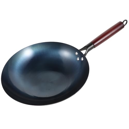 Wok de hierro 30 cm con mango de madera miniatura 1