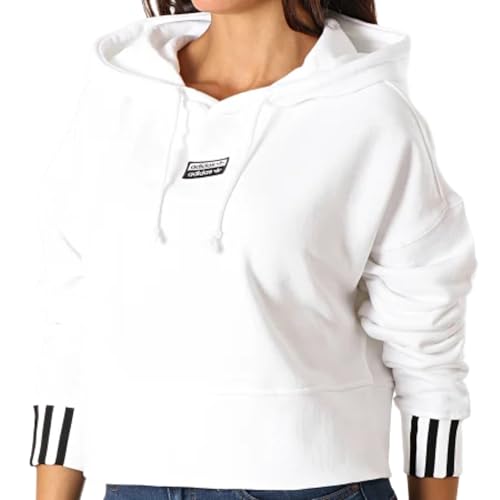 adidas Originals Women's V-ocal Cropped Hooded Sweatshirt, White, Medium