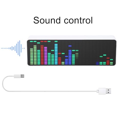 LED Spectrum Analyzer, RGB Colorful 1624 Segment Music Voice Rhythm Spectrum Display with 20 Dynamic 7 Colors, RGB Light Bar with 2 Connection Modes Voice Sensor Clock for Car - Image 3