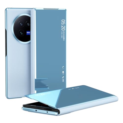 Étui Vivo X Fold 3 à rabat fin, coque transparente miroir pour le bureau et les déplacements