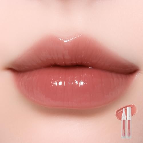 Image of Glassy Glow Lip Stain Tint - Long Lasting Lip Velvet | Clicker Pen Type | Pure Silicone Tip | Airless Fresh-Lock | Smudge-Proof | High-Shine Finish | 5ml | Made in Korea (01 Hush)