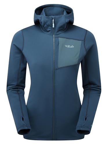 Rab Women's Superflux Hoody - Lightweight Fleece Jacket for Hiking & Climbing - Tempest Blue - Medium