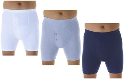 Wearever 3-Pack Men's Assorted Regular Absorbency Washable Reusable Incontinence Boxer Briefs Large (Waist 38-40)