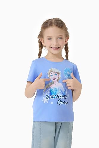 Disney Stitch Marvel Minnie Mickey Elsa Birthday Girls/Boy Shirt Short Sleeve Cotton Tee Toddler to Big Kid Outfit 2-13Y4