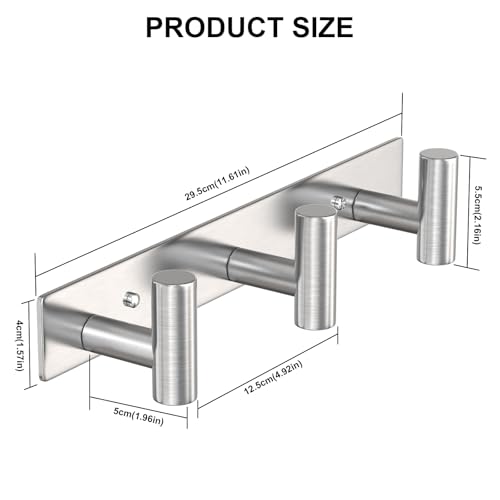 Image of PMMASTO Stainless Steel Coat Rack Wall Mounted, Heavy Duty Metal Hook Rail for Hanging Coats Hats Towels Robes Bags, Modern Wall Hooks Organizer (Silver, 3 inchT Hooks, 2 Pack)