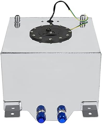 10 Gallon Fuel Cell 40L Universal Gas Tank with Level Sender,Aluminum Polished Racing Street Drift Strip Fuel Tank with Quick Release Fuel Cap,Silver