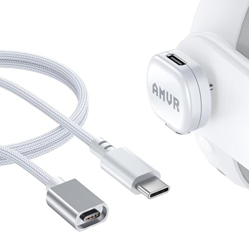 AMVR Magnetic Charging Cable Kit Compatible with Meta Quest 3/3S/Pro Accessories, USB-C 3.0 Power Port, Premium Device Protection (Cannot Transmit Data simultaneously)