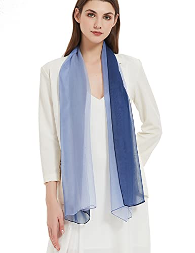 PANTONIGHT Long Chiffon Sheer Scarf Gradient Shaded Colors Lightweight Scarf For Womens