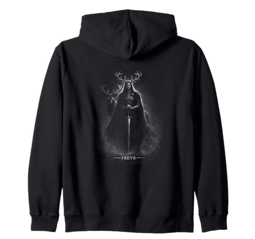 Lascia che questa opera d'arte FREYR ti segua alle feste vichinghe, alle riunioni pagane, alle celebrazioni del solstizio e alle sessioni da tavolo. Incanalizzi l'aura di un dio Vanir, guardiano delle foreste e delle creature selvagge, e avvolti in una nebbia vorticosa che allude a vecchie rune