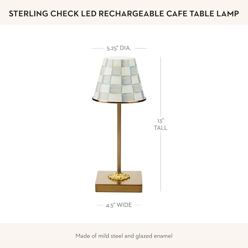 Image of MACKENZIE-CHILDS LED Cafe Table Lamp, Gray-and-White Sterling Check