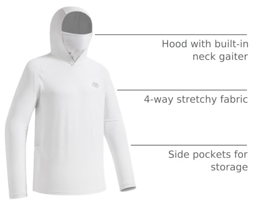 Image of Men's UPF 50+ Hoodie Shirt with Mask Long Sleeve Permanent UV Sun Protection Neck Gaiter Performance T for Outdoor
