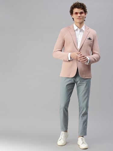 Image of SHOWOFFFF Men Solid Single Breasted Casual Blazer | Notched Lapel Full Sleeves Cotton Blazer for Mens | Slim Fit Regular Length Blazer for Men's