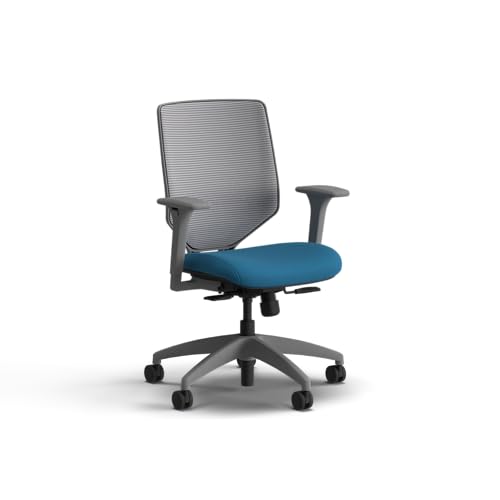 Image of HON Solve Office Chair, Ergonomic Office Chair Mesh Back Support, Adjustable Lumbar Support, Height Adjustable Arms, Titanium Frame, Peacock