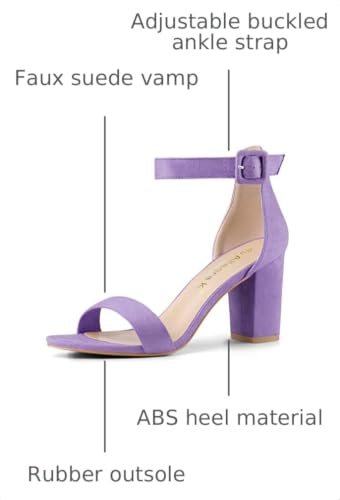 Image of Allegra K Women's Open Toe Chunky High Heel Buckle Ankle Strap Sandals | 3 3 /8 inches Heels with Faux Suede, Comfortable Block Heels Sandal for Women, Summer Dressy Shoes