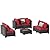 OUGMMGOU 7 Piece Patio Furniture Set, All-Weather Wicker Outdoor Conversation Set with Sectional Sofa, Rattan PE Wicker Seating, Glass Coffee Table, and Cushions (Coffee-Red, Z7)