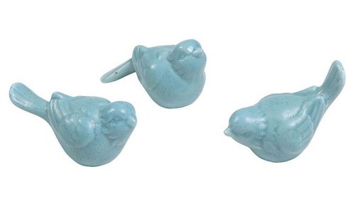 Creative Co Op Set of 3 Ceramic Bird Figurine Home Decor Accents AquaBlue3L