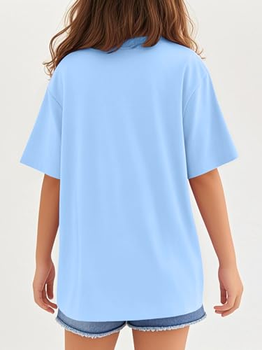 Girls Short Sleeve T Shirts Kids Summer Tops Oversized Crewneck Tees 5-14 Yeas3