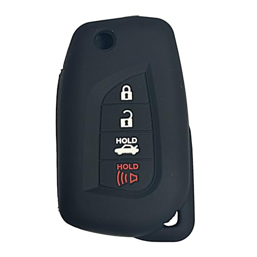 Key Fob Cover Camry Corolla: 4 Buttons Flip Remote Case Protector Silicone Fit for Toyota Corolla Cross Hybrid Camry 2018 2019 2020 2021 2022 2023 2024 GQ473T 8907006790 HYQ12BFB (Black2)