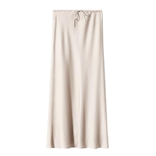 Jupe longue pour femmes en simili cuir beige de haute finition