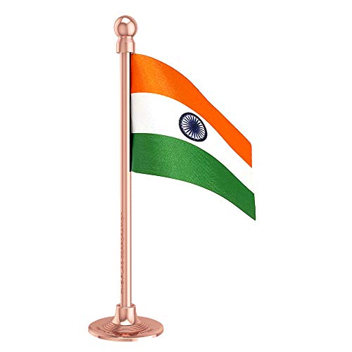 Image of The Flag Corporation Indian Car Dashboard Flag 2in x 3in With a Blush Rose Gold Stainless Steel Base
