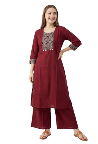 Ajrak ensemble 2 pièces kurta palazzo pour femme vêtement coton robe ethnique
