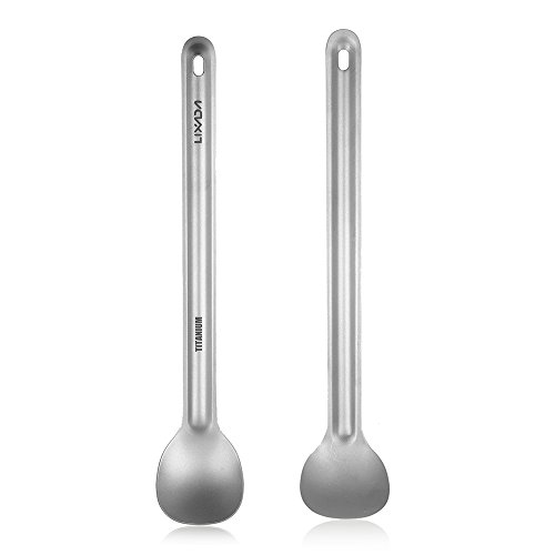 Nishore titanium longo alça colher ao ar livre portátil colher de jantar talheres camping mochila pi