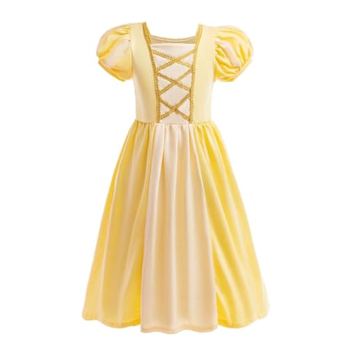 Lito Angels Disfraz Vestido de Princesa Belle la Bella y la Bestia Ropa Casual con Accesorios para Niñas Talla 18-24 meses, Amarillo (Número de etiqueta 80)