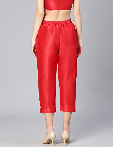 Image of oxolloxo Women Soild Dupion Silk Elasticated Pant