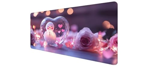 Tapete escritorio XXL rosa de muñeco de nieve para dar vida a tu oficina