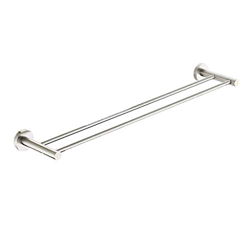 Porte-serviettes double de 55 cm en inox brossé avec support mural - 2