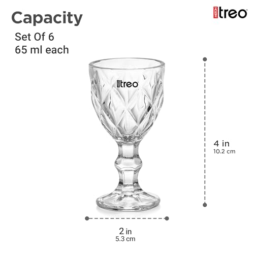 Image of Treo by Milton Regalia Shot Glasses I Set of 6 (65 ml) | Elegant Fluted mini Glasses with Geometric Design for Shots, mocktails, tasters & Parties