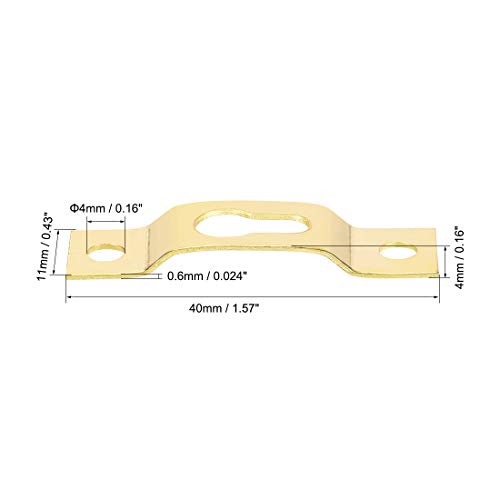 Image of uxcell Keyhole Hanging Plate, 40mm x 11mm Single Hole Hook for Picture Frames with Screws, 20 Pcs (Golden)