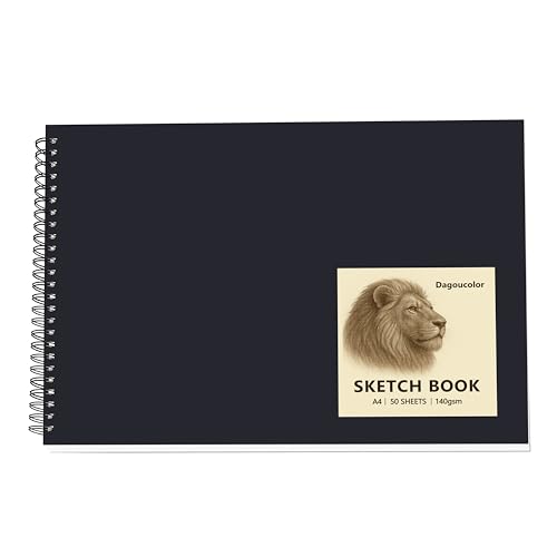 DagouColor Libro de Bocetos Sketch, 1 Pack, 50 Hojas(100 Páginas), A4 Espiral Papel de Dibujo Arte Libre ácido, 140GSM Cuadernos De Dibujo, Para Artistas Principiantes, Adultos, Niños y Niñas